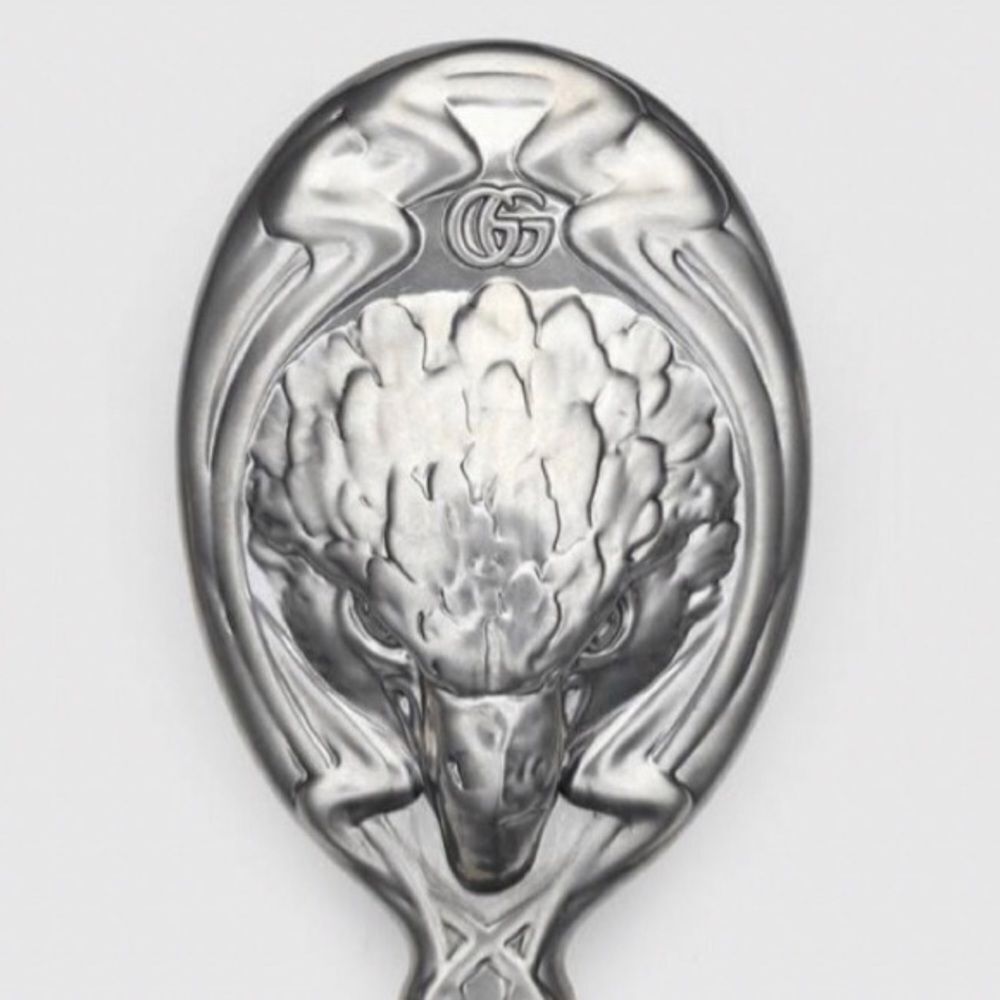 Gucci Ornate Silver “Eagle” Hand Mirror, Beautiful Baroque Heirloom Style + Box - Picture 3 of 12